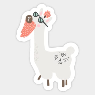 Hipster llama Sticker